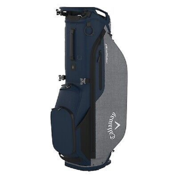 Attach golf bag shoulder strap.